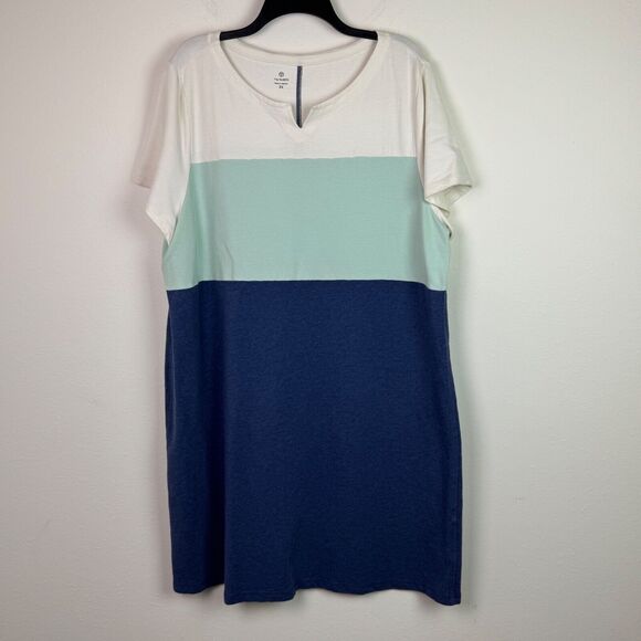 T by Talbots Women's French Terry Dress Colorblock Short Sleeve Plus Size 3X - Picture 2 of 6